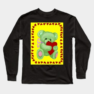 Valentine Teddy Bear Cartoon Fantasy Print Long Sleeve T-Shirt